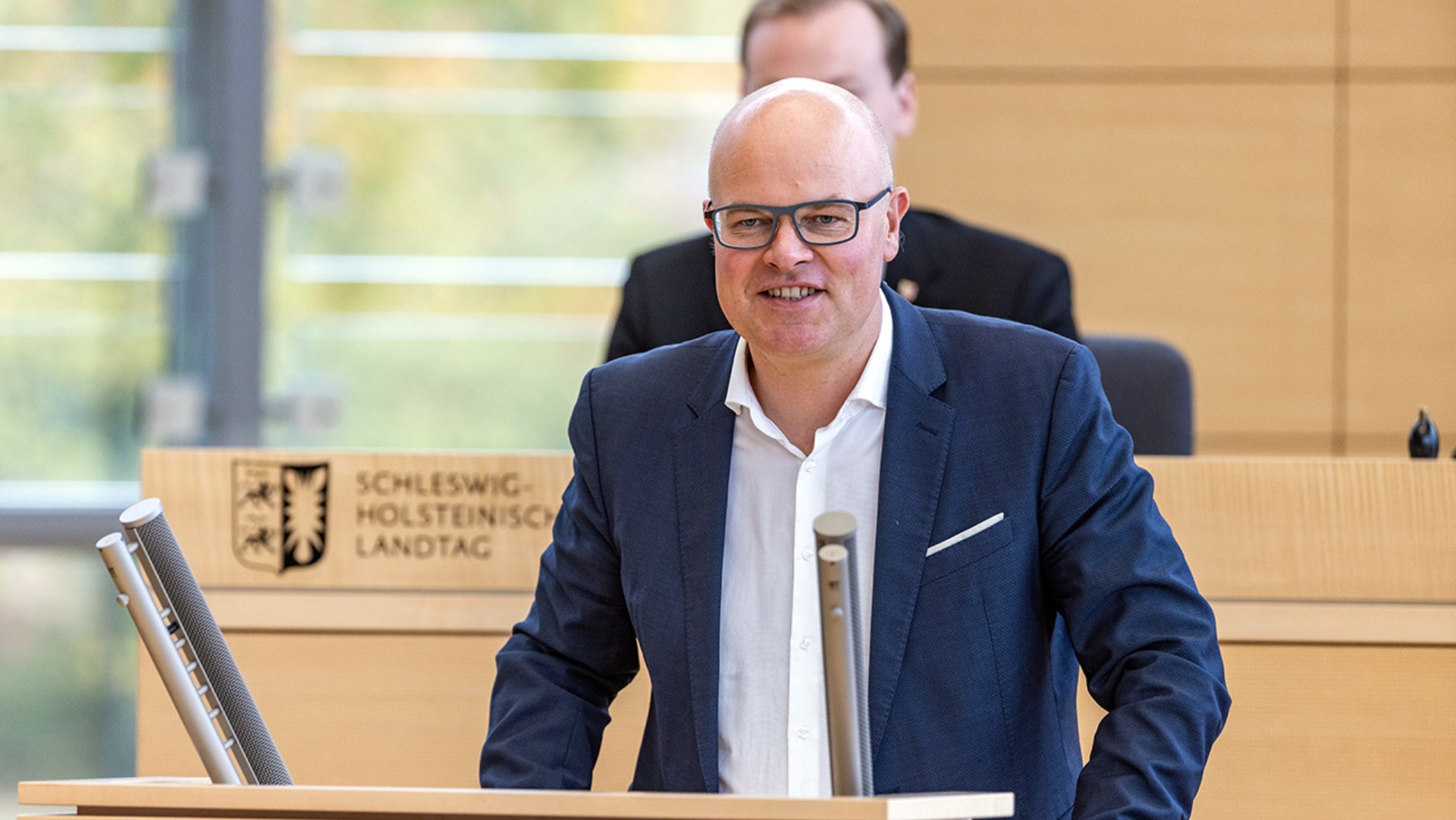 Goldschmidt, Tobias Umweltminister Grüne Plenum © Foto: Landtag, Sönke Ehlers Grünen-Umweltminister Tobias Goldschmidt hält eine Rede im Plenarsaal des Schleswig-Holsteinischen Landtages.